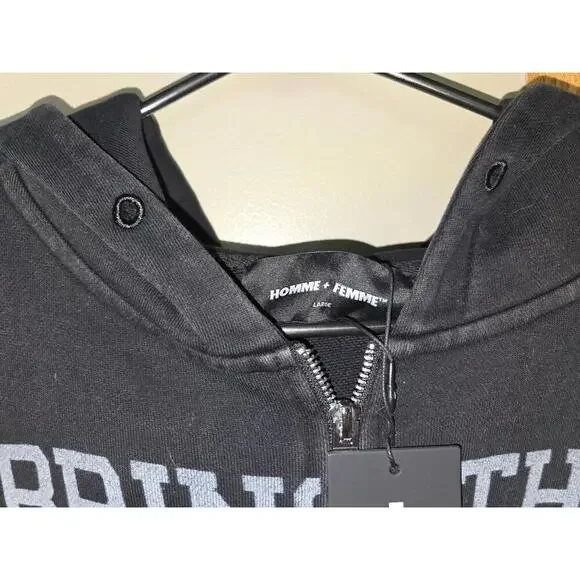 Homme + Femme Guerilla Cutoff Zip Hoodie Black - Picture 6 of 8